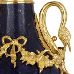 Pair of French Neoclassical style lapis and gilt bronze vases - 1626976