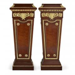 Pair of French Neoclassical style parcel gilt mahogany pedestals - 2165437