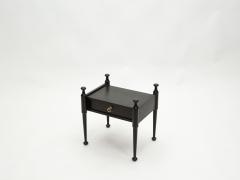 Pair of French Night Stands black tinted wood and brass 1970s - 1919211