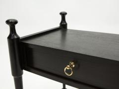 Pair of French Night Stands black tinted wood and brass 1970s - 1919216