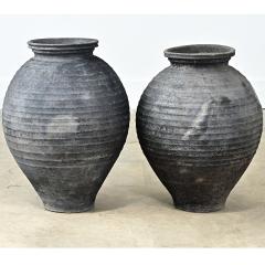 Pair of French Noir Terracotta Pots - 4811850