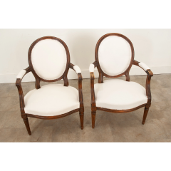 Pair of French Oak Louis XVI Style Fauteuils - 3058952