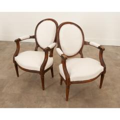Pair of French Oak Louis XVI Style Fauteuils - 3059014