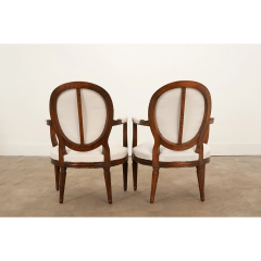 Pair of French Oak Louis XVI Style Fauteuils - 3059031