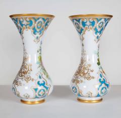 Pair of French Opaline Glass Vases Attrib Baccarat Style of Francois Robert - 535564