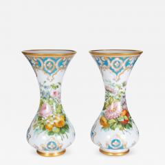 Pair of French Opaline Glass Vases Attrib Baccarat Style of Francois Robert - 536202