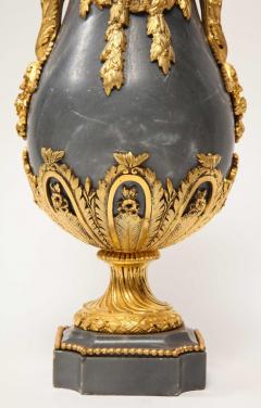 Pair of French Ormolu Mounted Bleu Turquin Marble Brule Parfums Vases - 1198410