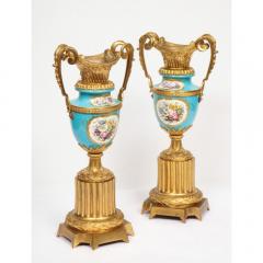 Pair of French Ormolu Mounted Turquoise S vres Porcelain Vases circa 1880 - 1062881