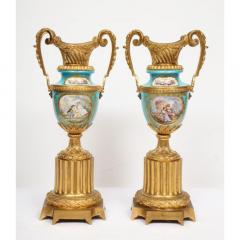 Pair of French Ormolu Mounted Turquoise S vres Porcelain Vases circa 1880 - 1062883