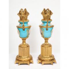 Pair of French Ormolu Mounted Turquoise S vres Porcelain Vases circa 1880 - 1062885