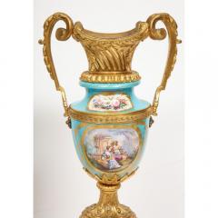 Pair of French Ormolu Mounted Turquoise S vres Porcelain Vases circa 1880 - 1062887