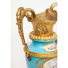 Pair of French Ormolu Mounted Turquoise S vres Porcelain Vases circa 1880 - 1062889