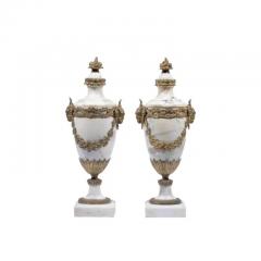 Pair of French Ormolu Mounted White Marble Vases Circa 1900 - 3812649