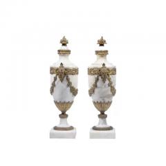 Pair of French Ormolu Mounted White Marble Vases Circa 1900 - 3812650