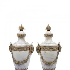 Pair of French Ormolu Mounted White Marble Vases Circa 1900 - 3812651