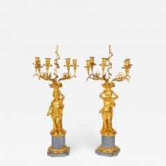 Pair of French Ormolu and Bleu Turquin Marble Candelabra Monbro Fr res - 659347