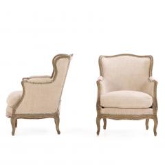 Pair of French Painted Berg res with New Upholstery C 1900 - 4636385