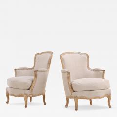 Pair of French Painted Berg res with New Upholstery C 1910 - 4649491