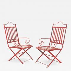 Pair of French Painted Metal Garden Chairs - 2256819