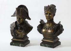 Pair of French Patinated Bronze Busts of Napoleon and Empress Josephine - 2267494