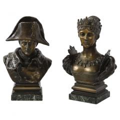 Pair of French Patinated Bronze Busts of Napoleon and Empress Josephine - 2267507