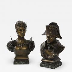 Pair of French Patinated Bronze Busts of Napoleon and Empress Josephine - 2268537