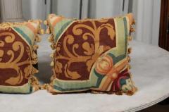 Pair of French Pillows Made of 19th Century Aubusson Tapestry with Floral D cor - 3426967