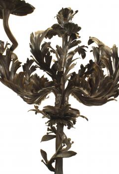 Pair of French Porcelain Lions Holding Wrought Iron Candelabras - 4625933