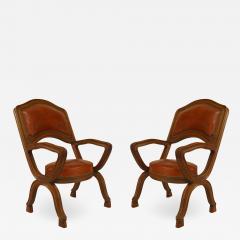 Pair of French Provincial Leather Arm Chairs - 1407800