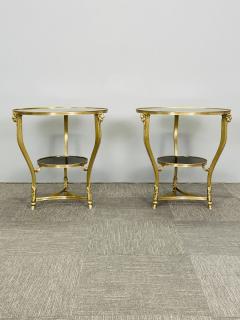 Pair of French Rams Head Gueridon End or Side Tables Black Marble Top Bronze - 3137613