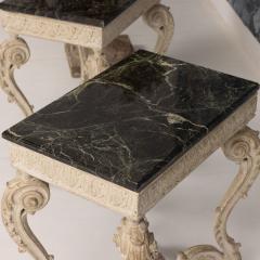 Pair of French Recency Tables in Original Paint with Campan Marble Tops - 3921313