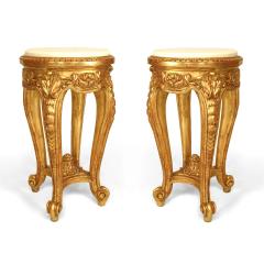 Pair of French Regence Gilt and Marble Top End Tables - 4649671