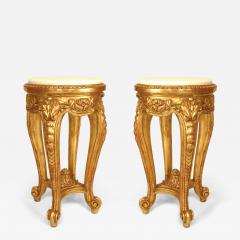 Pair of French Regence Gilt and Marble Top End Tables - 4649672