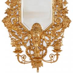 Pair of French Renaissance style Ormolu Wall Mirrors with Candelabra - 2975282