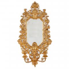 Pair of French Renaissance style Ormolu Wall Mirrors with Candelabra - 4121719