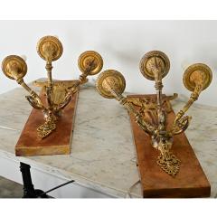 Pair of French Restauration Gilt Bronze Sconces - 4205958