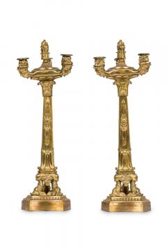 Pair of French Restoration Gilt Bronze Candelabras - 4201049