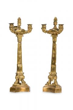 Pair of French Restoration Gilt Bronze Candelabras - 4201050