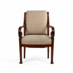 Pair of French Restoration Mahogany Arm Chairs - 1401865