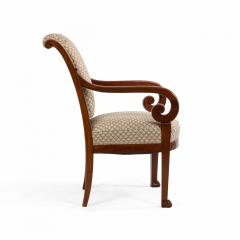 Pair of French Restoration Mahogany Arm Chairs - 1401867