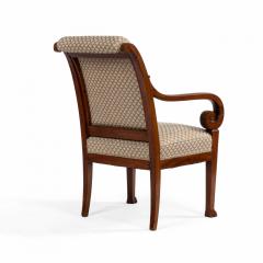 Pair of French Restoration Mahogany Arm Chairs - 1401868