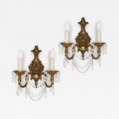 Pair of French Rococo style gilt metal sconces - 3643919