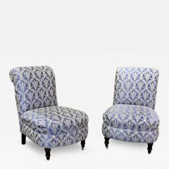 Pair of French Scrolled Back Napoleon III Slipper Chairs - 3663214