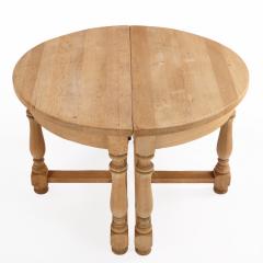 Pair of French Solid Oak Demilune Console Tables C 1950  - 4617671