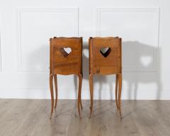 Pair of French Solid Walnut Bedside Tables with Heart Cutouts 20th Century - 4282360