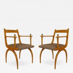 Pair of French Sycamore Arm Chairs - 1382897