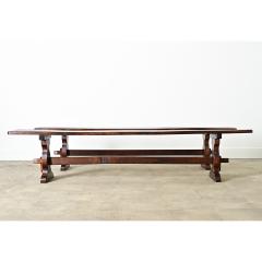 Pair of French Trestle Base Solid Oak Benches - 4147377