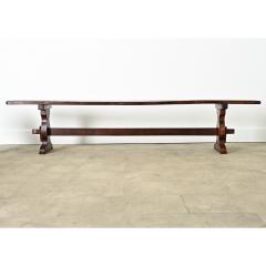 Pair of French Trestle Base Solid Oak Benches - 4147430