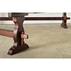 Pair of French Trestle Base Solid Oak Benches - 4147470