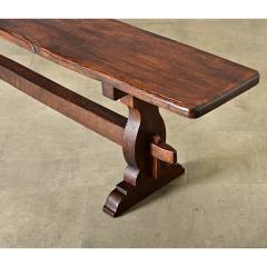 Pair of French Trestle Base Solid Oak Benches - 4147483